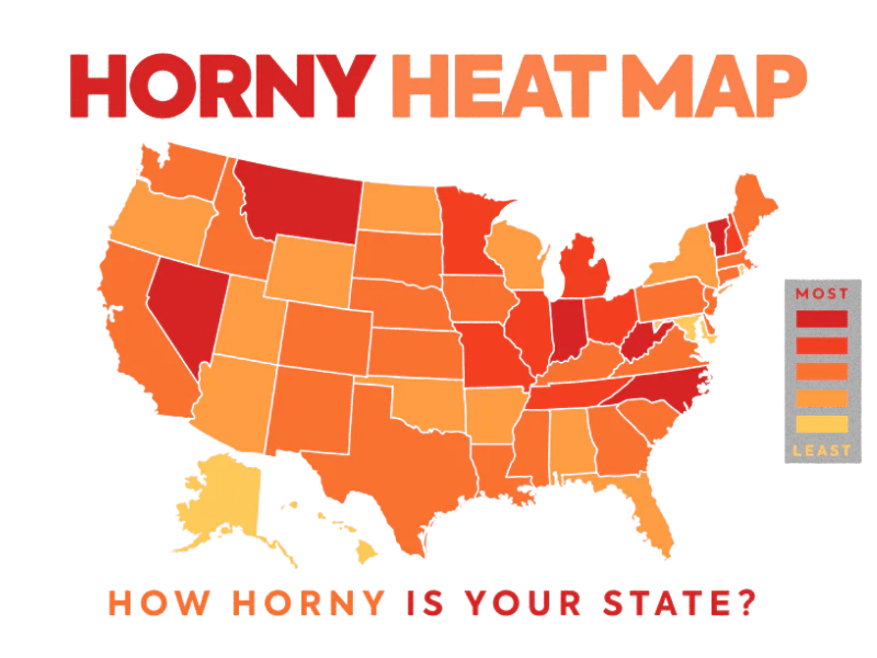 HORNY HEATMAP: ONE CONDOMS SURVEY REVEALS HOW PEOPLE ARE GETTING OFF IN ALL 50 STATES - ONE®