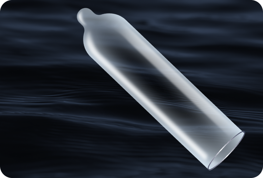 condom with black background