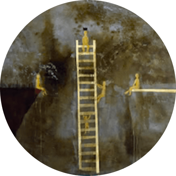 Ladder on a textured brown surface