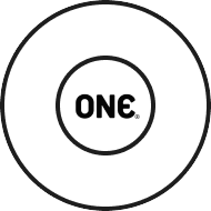 Circular logo with 'ONE' text in the center